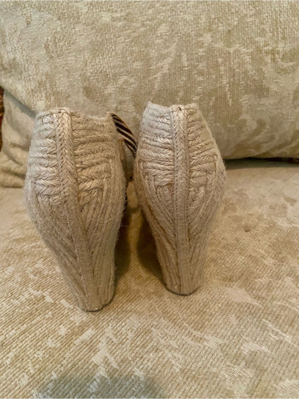 Sam Edelman Beige Wedge Sandals with Striped Toe - Women - Picture 5 of 7